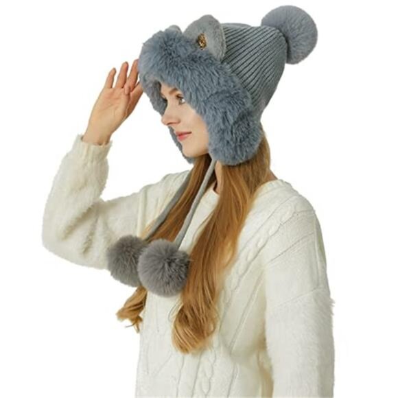 Women\' Winter Peruvian Cover Ears Beanie Hat Ear Flaps Sherpa Ski Snow Hat main image 7